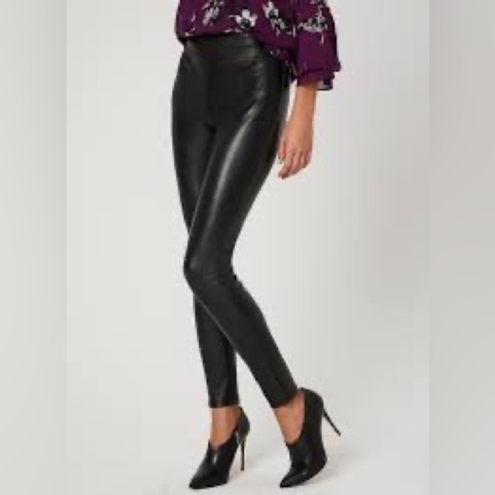 💕💕2XHost pick💕💕LAURA Black slip on Faux Leather Leggings - Picture 2 of 6